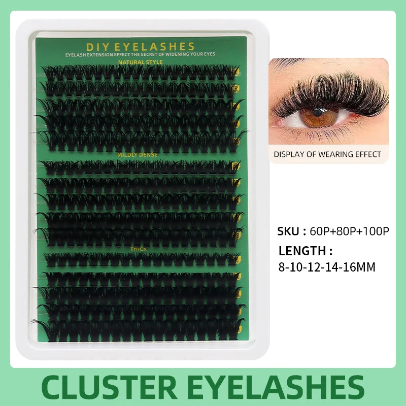 DINGSEN DIY Lash Clusters Thick Segmented Eyelash Extension 60D 80D 100D MIX Lashes Extension Cluster Lashes Individual Lashes