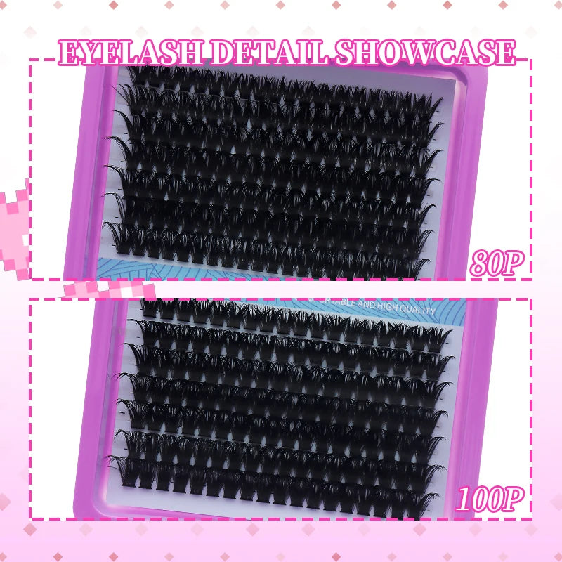 DINGSEN DIY Lash Clusters Thick Segmented Eyelash Extension 60D 80D 100D MIX Lashes Extension Cluster Lashes Individual Lashes