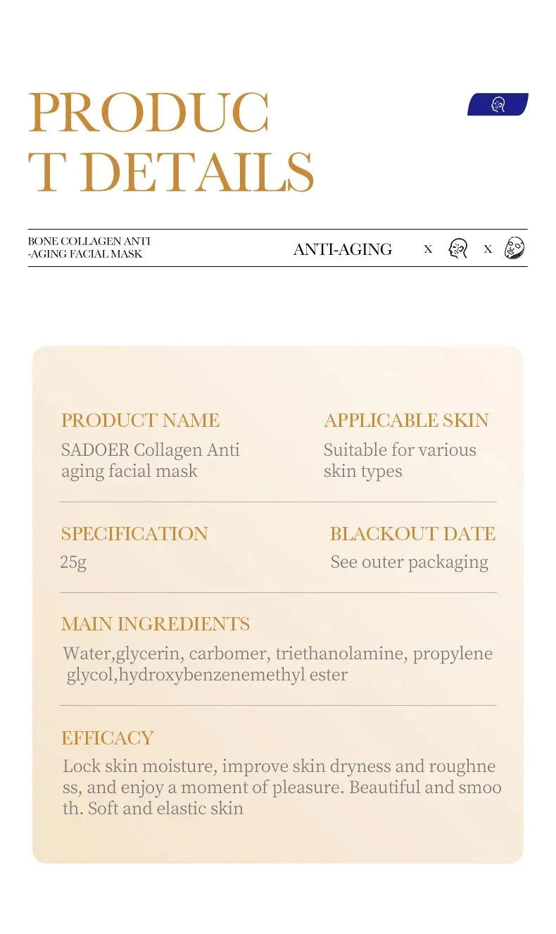Collagen Face Sheet Mask – Firming & Moisturizing Skincare