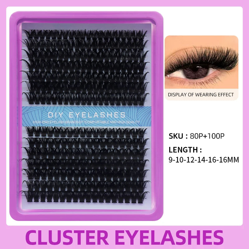 DINGSEN DIY Lash Clusters Thick Segmented Eyelash Extension 60D 80D 100D MIX Lashes Extension Cluster Lashes Individual Lashes
