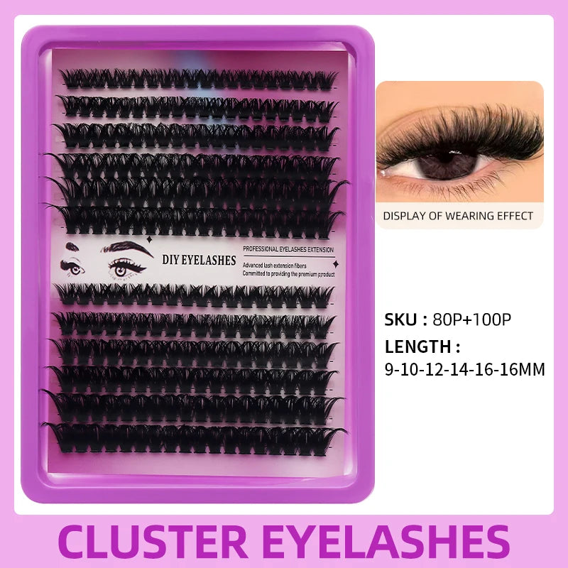 DINGSEN DIY Lash Clusters Thick Segmented Eyelash Extension 60D 80D 100D MIX Lashes Extension Cluster Lashes Individual Lashes