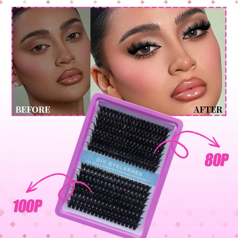 DINGSEN DIY Lash Clusters Thick Segmented Eyelash Extension 60D 80D 100D MIX Lashes Extension Cluster Lashes Individual Lashes