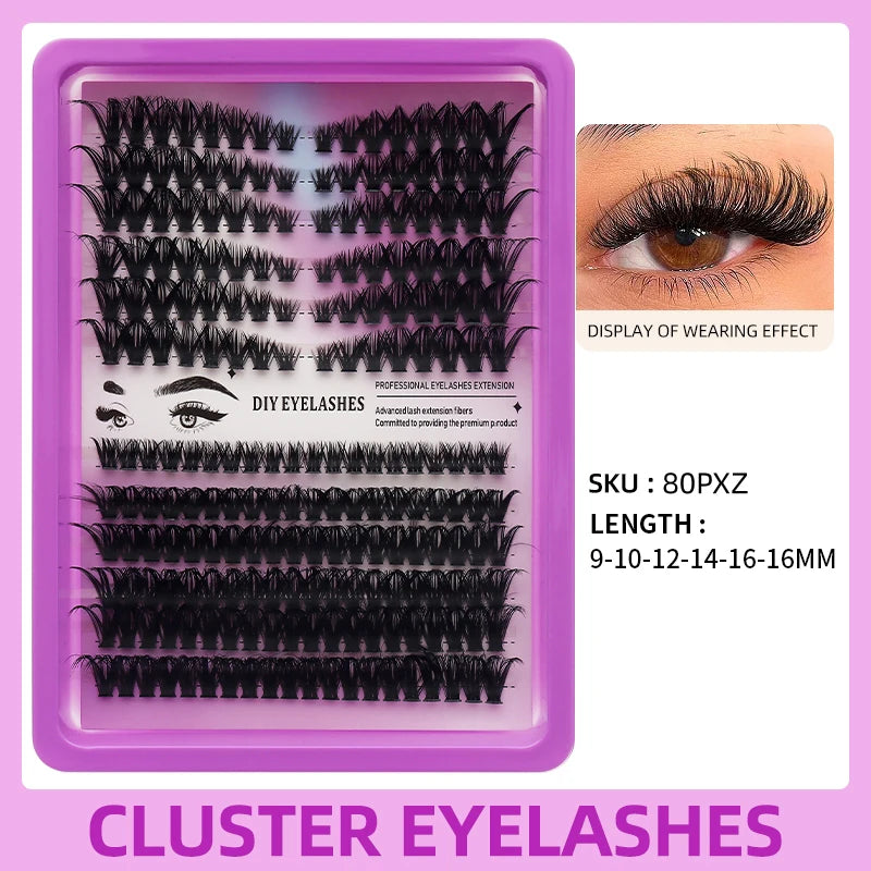 DINGSEN DIY Lash Clusters Thick Segmented Eyelash Extension 60D 80D 100D MIX Lashes Extension Cluster Lashes Individual Lashes