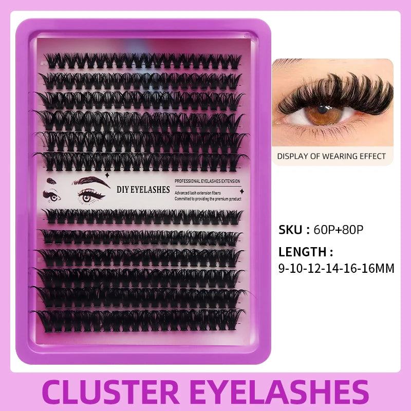 DINGSEN DIY Lash Clusters Thick Segmented Eyelash Extension 60D 80D 100D MIX Lashes Extension Cluster Lashes Individual Lashes