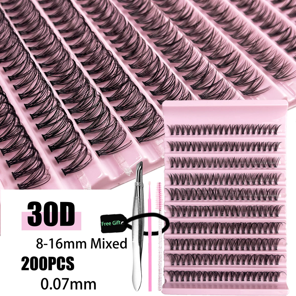 200-Cluster DIY Lash Extension Set – 3D Faux Mink