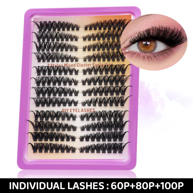 DINGSEN DIY Lash Clusters Thick Segmented Eyelash Extension 60D 80D 100D MIX Lashes Extension Cluster Lashes Individual Lashes
