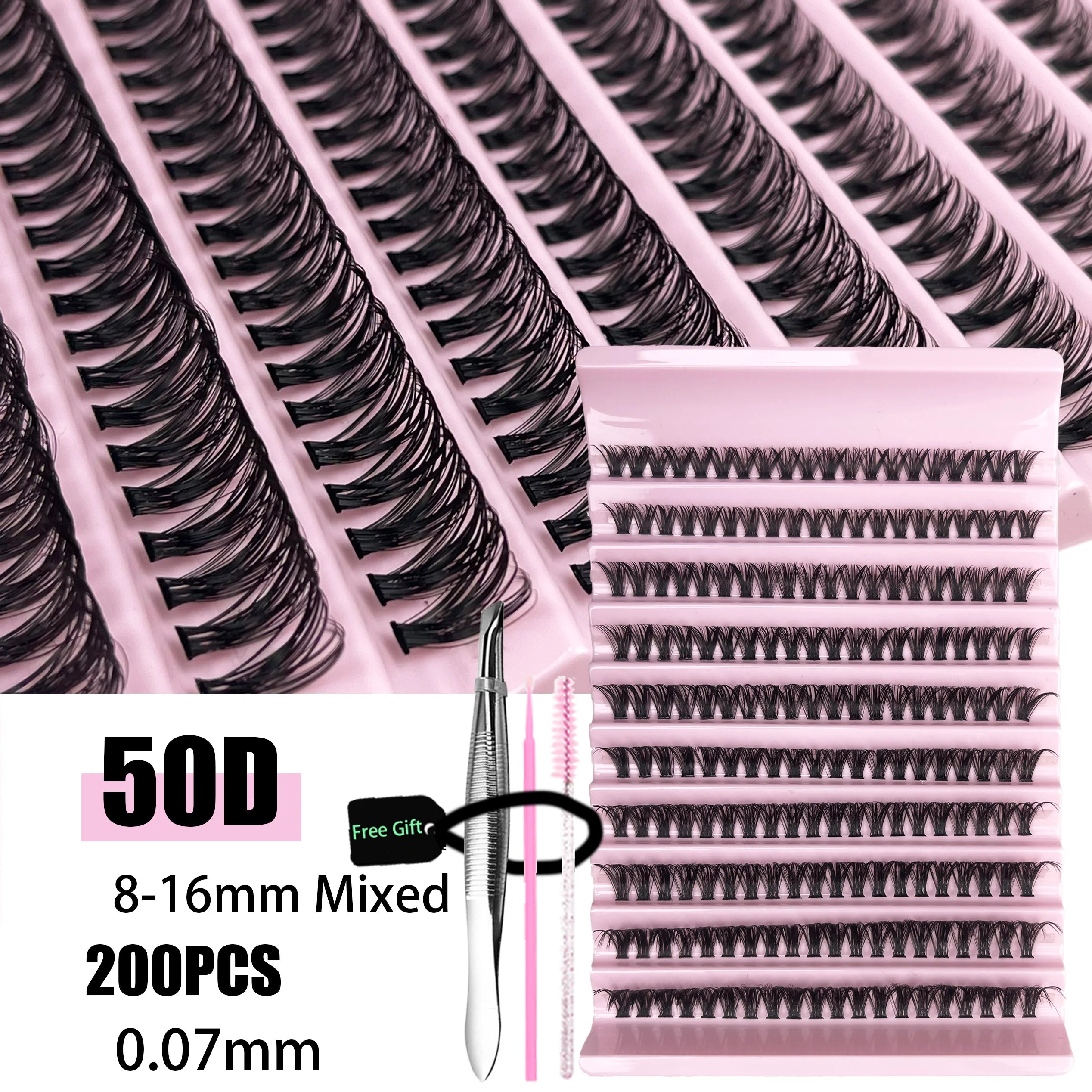 200 Clusters Individual Lash Cluster DIY Eyelash Extension Lash Volume Natural Eyelashes bundle 3D Faux False Mink Lashes Makeup